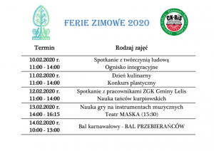Program ferii zimowych